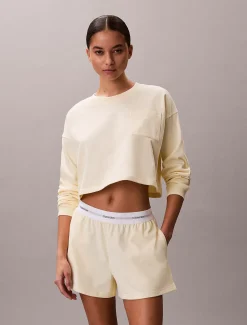 Calvin Klein Cropped Pyjama-Top - Logo Cotton Jersey^Damen Nachtwäsche & Loungewear