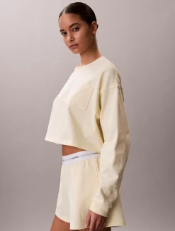 Calvin Klein Cropped Pyjama-Top - Logo Cotton Jersey^Damen Nachtwäsche & Loungewear