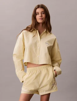 Calvin Klein Cropped Pyjama-Top aus Baumwoll-Popeline^Damen Nachtwäsche & Loungewear