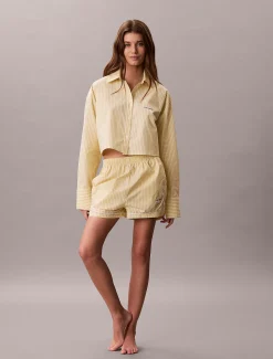 Calvin Klein Cropped Pyjama-Top aus Baumwoll-Popeline^Damen Nachtwäsche & Loungewear