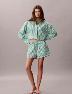 Calvin Klein Cropped Pyjama-Top aus Baumwoll-Popeline^Damen Nachtwäsche & Loungewear