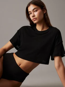 Calvin Klein Cropped Strand-T-Shirt aus geripptem Jersey^Damen BademodeFrisch Eingetroffen