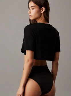 Calvin Klein Cropped Strand-T-Shirt aus geripptem Jersey^Damen BademodeFrisch Eingetroffen