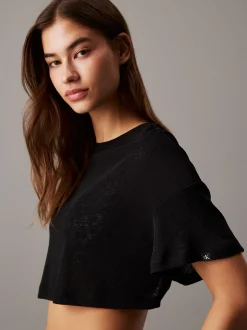 Calvin Klein Cropped Strand-T-Shirt aus geripptem Jersey^Damen BademodeFrisch Eingetroffen