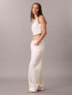 Calvin Klein Cropped Tanktop aus Denim mit durchgehendem Monogramm^Damen T-shirts & Tops