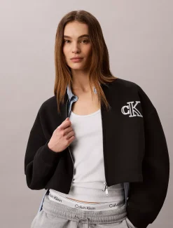Calvin Klein Cropped Tech Bomberjacke aus Jersey^Damen JackenFrisch Eingetroffen