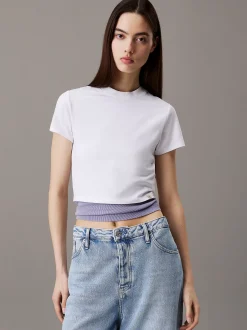 Calvin Klein Cropped T-Shirt aus Stretch-Baumwolle^Damen T-shirts & Tops