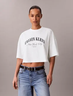Calvin Klein Cropped Varsity Logo-T-Shirt^Damen T-shirts & Tops
