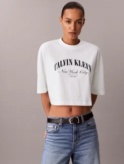 Calvin Klein Cropped Varsity Logo-T-Shirt^Damen T-shirts & Tops