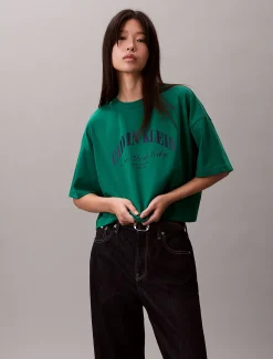 Calvin Klein Cropped Varsity Logo-T-Shirt^Damen T-shirts & Tops