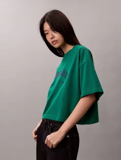Calvin Klein Cropped Varsity Logo-T-Shirt^Damen T-shirts & Tops