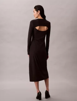 Calvin Klein Cut-out-Midikleid aus Krepp-Jersey^Damen Kleider & Röcke