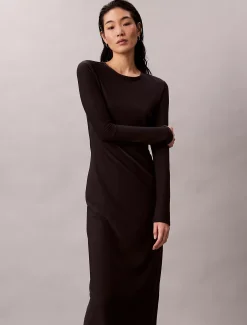 Calvin Klein Cut-out-Midikleid aus Krepp-Jersey^Damen Kleider & Röcke