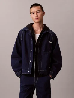 Calvin Klein Denim-Arbeitsjacke mit Abnähern^Herren Jeansjacken|JackenFrisch Eingetroffen