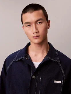 Calvin Klein Denim-Arbeitsjacke mit Abnähern^Herren Jeansjacken|JackenFrisch Eingetroffen