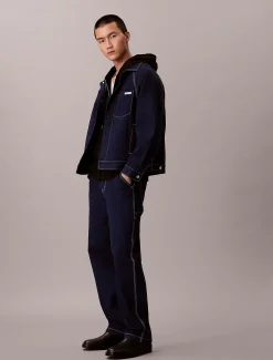 Calvin Klein Denim-Arbeitsjacke mit Abnähern^Herren Jeansjacken|JackenFrisch Eingetroffen