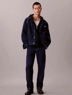 Calvin Klein Denim-Arbeitsjacke mit Abnähern^Herren Jeansjacken|JackenFrisch Eingetroffen