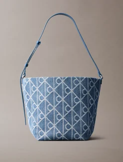 Calvin Klein Denim-Bucket-Bag mit durchgehendem Emblem-Logo^Damen SchultertaschenFrisch Eingetroffen|Taschen