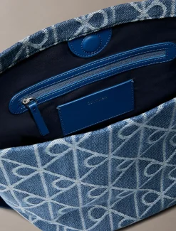 Calvin Klein Denim-Bucket-Bag mit durchgehendem Emblem-Logo^Damen SchultertaschenFrisch Eingetroffen|Taschen