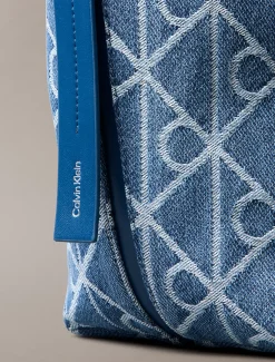 Calvin Klein Denim-Bucket-Bag mit durchgehendem Emblem-Logo^Damen SchultertaschenFrisch Eingetroffen|Taschen