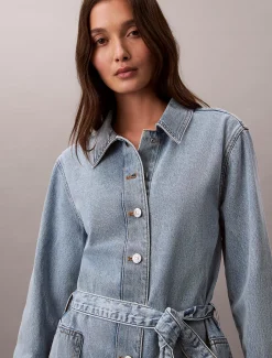 Calvin Klein Denim-Hemdkleid mit Gürtel^Damen Kleider & Röcke