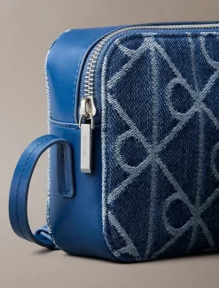Calvin Klein Denim-Kameratasche mit durchgehendem Emblem-Logo^Damen Umhängetaschen|Taschen