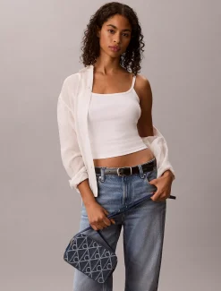 Calvin Klein Denim-Kameratasche mit durchgehendem Emblem-Logo^Damen Umhängetaschen|Taschen