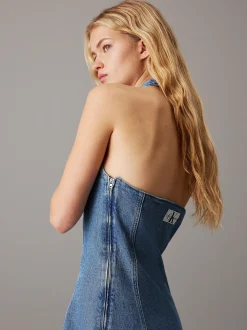 Calvin Klein Denim-Minikleid mit Neckholder^Damen Kleider & Röcke