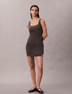 Calvin Klein Denim-Minikleid mit U-Ausschnitt^Damen Kleider & Röcke