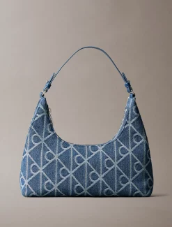 Calvin Klein Denim-Schultertasche mit durchgehendem Emblem-Logo^Damen SchultertaschenFrisch Eingetroffen|Taschen