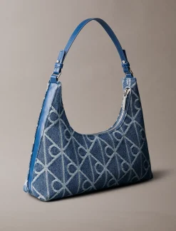 Calvin Klein Denim-Schultertasche mit durchgehendem Emblem-Logo^Damen SchultertaschenFrisch Eingetroffen|Taschen