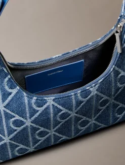 Calvin Klein Denim-Schultertasche mit durchgehendem Emblem-Logo^Damen SchultertaschenFrisch Eingetroffen|Taschen