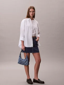 Calvin Klein Denim-Schultertasche mit durchgehendem Emblem-Logo^Damen SchultertaschenFrisch Eingetroffen|Taschen