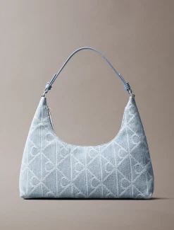 Calvin Klein Denim-Schultertasche mit durchgehendem Emblem-Logo^Damen SchultertaschenFrisch Eingetroffen|Taschen