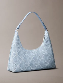 Calvin Klein Denim-Schultertasche mit durchgehendem Emblem-Logo^Damen SchultertaschenFrisch Eingetroffen|Taschen