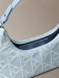 Calvin Klein Denim-Schultertasche mit durchgehendem Emblem-Logo^Damen SchultertaschenFrisch Eingetroffen|Taschen