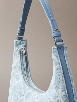Calvin Klein Denim-Schultertasche mit durchgehendem Emblem-Logo^Damen SchultertaschenFrisch Eingetroffen|Taschen