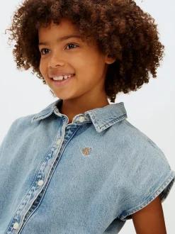 Calvin Klein Denim-Top mit Schnürung auf der Vorderseite^Kinder Kleider & Röcke|Kleidung