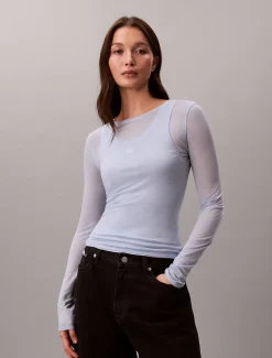 Calvin Klein Doppellagiges Top aus Wollmischung^Damen T-shirts & Tops