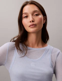 Calvin Klein Doppellagiges Top aus Wollmischung^Damen T-shirts & Tops