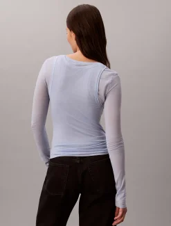 Calvin Klein Doppellagiges Top aus Wollmischung^Damen T-shirts & Tops