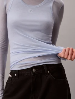 Calvin Klein Doppellagiges Top aus Wollmischung^Damen T-shirts & Tops