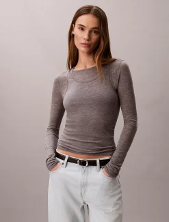 Calvin Klein Doppellagiges Top aus Wollmischung^Damen T-shirts & Tops