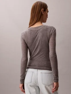 Calvin Klein Doppellagiges Top aus Wollmischung^Damen T-shirts & Tops