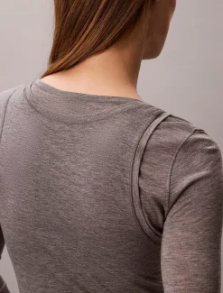 Calvin Klein Doppellagiges Top aus Wollmischung^Damen T-shirts & Tops