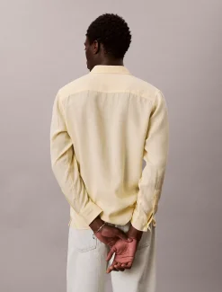 Calvin Klein Einfarbiges Hemd mit klassischer Passform aus Leinen-Mix^Herren Hemden & Poloshirts