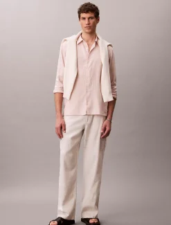 Calvin Klein Einfarbiges Hemd mit klassischer Passform aus Leinen-Mix^Herren Hemden & Poloshirts