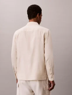 Calvin Klein Einfarbiges Hemd mit klassischer Passform aus Leinen-Mix^Herren Hemden & Poloshirts