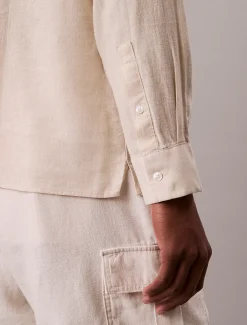Calvin Klein Einfarbiges Hemd mit klassischer Passform aus Leinen-Mix^Herren Hemden & Poloshirts
