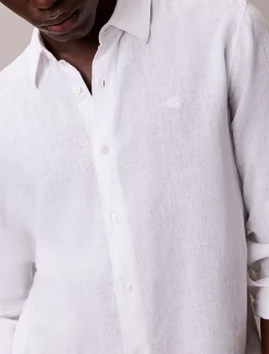 Calvin Klein Einfarbiges Hemd mit klassischer Passform aus Leinen-Mix^Herren Hemden & Poloshirts